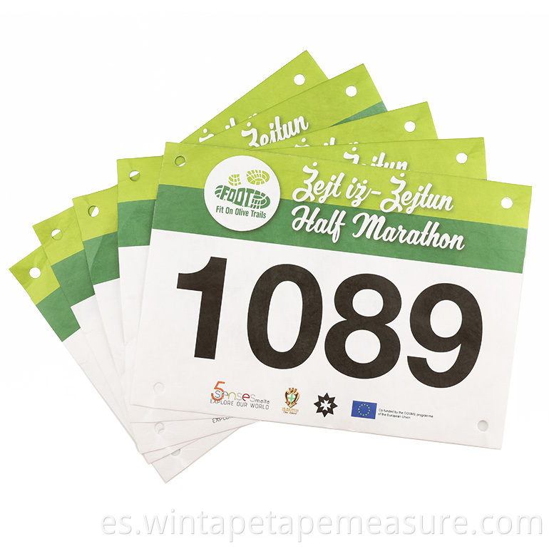 Números de babero para correr en papel impermeable imprimible personalizado para carreras de maratón